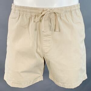 TODD SNYDER Size L Beige Twill Cotton Blend Drawstring Shorts